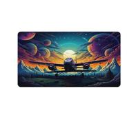 Grand tapis de souris avec photo d'un planeur dans l'espace style sous main base antidérapante en caoutchouc imperméable et antitache compatible avec PC MacBook et ordinateur portable 40x75cm