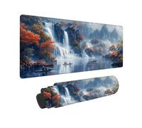 Grand Tapis de Souris Bleu Tapis de Souris Gaming XXL Accessoires Bureau, Clavier Mousepad Paysage avec Base Antidérapante et Bords Cousus pour Bureau Domicile, Cadeau Homme 900 x 300 x 3MM -2510F17