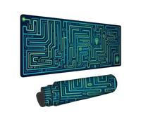 Grand tapis de souris cybernétique sur le thème du circuit imprimé | Graphique inspiré de la technologie, sous-main de bureau, détails de code binaire, symboles de codage