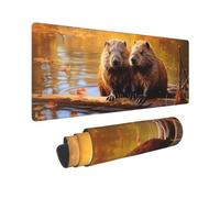 Grand tapis de souris de 30 x 80 cm, motif castor unique, 3 vPrint, base en caoutchouc antidérapant, tapis de souris de jeu