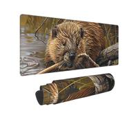 Grand tapis de souris de 30 x 80 cm, motif castor unique, base en caoutchouc antidérapant, tapis de souris de jeu