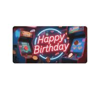 Grand tapis de souris de 60 x 30 cm, base en caoutchouc antidérapant avec surface lisse, tapis de bureau portable néon Happy Birthday pour clavier d'ordinateur, bureau, jeux, maison