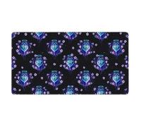 Grand tapis de souris de bureau, tapis de souris de jeu étanche, compatible avec Trippy Magic Wolf Flowers Floral, tapis d'écriture protecteur pour ordinateur, pour l'école, le bureau et la maison, 40