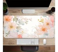 Grand Tapis de Souris de Jeu 1000x500x2 mm Mouse Pad Gaming Fleurs Rose Pâle Tapis de Bureau Antidérapant avec Bords Cousus pour Bureau, Études, Gamer