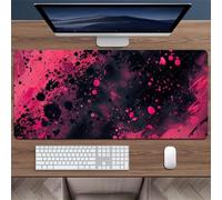 Grand Tapis de Souris de Jeu 1000x500x2 mm Mouse Pad Gaming Rose Noir Tapis de Bureau Antidérapant avec Bords Cousus pour Bureau, Études, Gamer