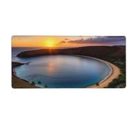 Grand tapis de souris de jeu 40,6 x 90,2 cm, antidérapant, taille XXL, tapis de souris long avec bords cousus pour clavier, maison, bureau, jeu, travail, lever du soleil sur la baie de Hanauma, Oahu