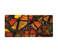Grand tapis de souris de jeu 40,6 x 90,2 cm, antidérapant, taille XXL, tapis de souris long avec bords cousus pour clavier, maison, bureau, jeu, travail, monarque, papillons
