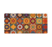 Grand tapis de souris de jeu 40,6 x 90,2 cm, antidérapant, taille XXL, tapis de souris long avec bords cousus pour clavier, maison, bureau, jeu, groupe de bureau à motif géométrique marocain