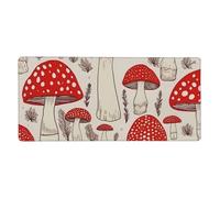 Grand tapis de souris de jeu 40,6 x 90,2 cm, antidérapant, taille XXL, tapis de souris long avec bords cousus pour clavier, maison, bureau, jeu, travail, grand sous-main champignon rouge et blanc
