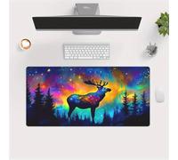 Grand Tapis de Souris de Jeu 600x400x3 mm Mouse Pad Gaming Élans Forêts Tapis de Bureau Antidérapant avec Bords Cousus pour Bureau, Études, Gamer