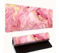 Grand Tapis de Souris de Jeu 600x400x3 mm Mouse Pad Gaming Marbre Rose Tapis de Bureau Antidérapant avec Bords Cousus pour Bureau, Études, Gamer