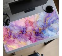 Grand Tapis de Souris de Jeu 700x400x2 mm Mouse Pad Gaming Marbre Rose Violet Tapis de Bureau Antidérapant avec Bords Cousus pour Bureau, Études, Gamer