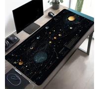 Grand Tapis de Souris de Jeu 700x400x2 mm Mouse Pad Gaming Univers Planètes Tapis de Bureau Antidérapant avec Bords Cousus pour Bureau, Études, Gamer