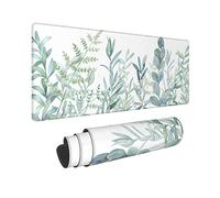 Grand tapis de souris de jeu 80 x 30 cm XL avec base antidérapante et bords cousus pour ordinateur, bureau, clavier et ordinateur portable - Feuilles d'herbe