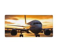 Grand tapis de souris de jeu 80 x 40 cm, motif avion dans la lumière du soir XXL, bord cousu antidérapant, tapis de souris pour clavier étendu imperméable, pour le travail, le bureau et la maison