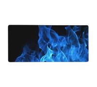 Grand tapis de souris de jeu 80 x 40 cm, motif flammes bleues XXL, bord cousu antidérapant, tapis de souris pour clavier étendu imperméable, pour le travail, le bureau et la maison