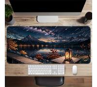 Grand Tapis de Souris de Jeu 800x300x2 mm Mouse Pad Gaming Ciel Étoilé Lac Tapis de Bureau Antidérapant avec Bords Cousus pour Bureau, Études, Gamer