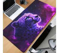Grand Tapis de Souris de Jeu 800x300x2 mm Mouse Pad Gaming Léopard Ciel Étoilé Tapis de Bureau Antidérapant avec Bords Cousus pour Bureau, Études, Gamer