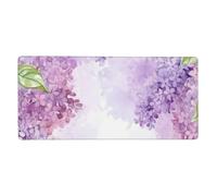 Grand tapis de souris de jeu 90 x 40 cm, encadrement de fleurs lilas en fleurs, tapis de bureau XXL, bord cousu antidérapant, tapis de souris étendu imperméable, pour le travail, le bureau et la