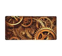 Grand tapis de souris de jeu 90 x 40 cm, tapis de bureau à engrenages steampunk cool, XXL, bords cousus antidérapant, tapis de souris étendu imperméable pour ordinateur, pour travail, bureau, maison