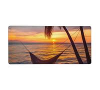 Grand tapis de souris de jeu 90 x 40 cm, tapis de souris en noix de coco et coucher de soleil, tapis de souris XXL, bord cousu antidérapant, tapis de souris étendu imperméable, pour le travail, le