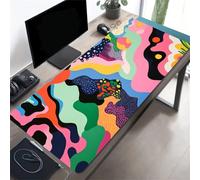 Grand Tapis de Souris de Jeu 900x300x3 mm - Tapis de Bureau Antidérapant avec Bords Cousus, Haute Précision pour Ordinateur, PC et Gamer (Noir Rose Vert)