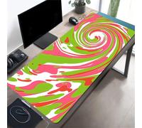 Grand Tapis de Souris de Jeu 900x400x2 mm - Tapis de Bureau Antidérapant avec Bords Cousus, Haute Précision pour Ordinateur, PC et Gamer (Rose Blanc Vert)