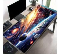 Grand Tapis de Souris de Jeu 900x400x3 mm Mouse Pad Gaming Univers Coloré Tapis de Bureau Antidérapant avec Bords Cousus pour Bureau, Études, Gamer