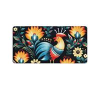 Grand tapis de souris de jeu à motif d'art populaire polonais, antidérapant pour bureau, travail ou maison 30 x 60 cm