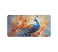 Grand tapis de souris de jeu antidérapant pour clavier de bureau ou d'écriture à domicile Motif paon 30 x 60 cm
