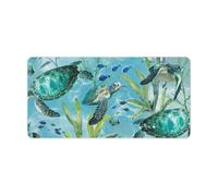 Grand tapis de souris de jeu antidérapant pour clavier de jeu, motif tortue de mer, bleu, 30 x 60 cm