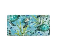 Grand tapis de souris de jeu antidérapant pour clavier de jeu, motif tortue de mer, bleu, 30 x 60 cm