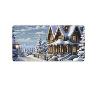 Grand tapis de souris de jeu antidérapant pour clavier de Noël, motif scène heureuse, pour bureau, travail, maison, 30 x 60 cm