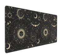 Grand tapis de souris de jeu Astrologie, cadeau amusant, tapis de souris pour bureau avec phases du soleil et de la lune, grand tapis de bureau mignon avec signes du zodiaque étendu pour clavier,
