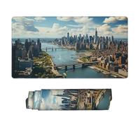 Grand tapis de souris de jeu avec base en caoutchouc antidérapant, New York Manhattan avec bords cousus, 74,9 x 40,6 cm, tapis de bureau étendu pour ordinateur portable, tapis de clavier pour bureau