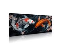 Grand tapis de souris de jeu avec base en caoutchouc naturel de 3 mm avec bords cousus, antidérapant pour bureau et maison, excellent cadeau, 80 x 30 cm (poisson koi 3)