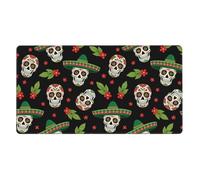 Grand tapis de souris de jeu avec bords cousus, tapis de souris étendu avec base en caoutchouc antidérapant, sous-main pour clavier, compatible avec Mexican Hat Twigs Flowers Day Dead Sugar Skulls, 40