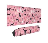 Grand tapis de souris de jeu avec motif bouledogue français et fleurs, imperméable, antidérapant, pour la maison, le bureau, l'ordinateur, le travail à domicile, 80 x 30 cm