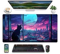 Grand tapis de souris de jeu avec motif de chat mignon violet kawaii - Tapis de souris de jeu, pour fille, femme, bureau, ordinateur portable et tapis de souris, 80 x 40 cm