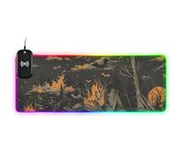 Grand tapis de souris de jeu avec motif de feu de camp, motif buffle, chauve-souris, Halloween, chargement filaire, pour bureau, antidérapant, 90 x 40 cm