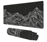 Grand tapis de souris de jeu Black Mountains aux contours topographiques étendus - 90 x 40 cm - Grand tapis de souris avec base antidérapante et bords cousus - Long tapis de souris pour clavier