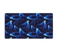 Grand tapis de souris de jeu compatible avec Blue Universe Galaxy Space Magic Wolf, tapis de souris extensible avec base en caoutchouc antidérapante pour ordinateur portable, ordinateur de bureau, jeu