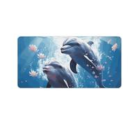 Grand tapis de souris de jeu Dolphins in Love, antidérapant, pour bureau, travail ou maison, 30 x 60 cm