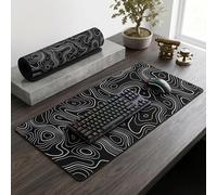Grand tapis de souris de jeu étendu avec base en caoutchouc antidérapant, arrière-plan, carte topographique, lignes géographiques, contour géographique, pour jeux vidéo, bureau, ordinateur portable