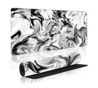 Grand tapis de souris de jeu fluide, blanc, noir, XL, 80 x 30 cm, tapis de souris étendu, grand tapis de souris avec base antidérapante et bords cousus pour bureau à domicile