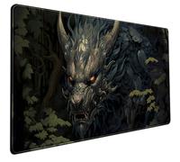 Grand Tapis de Souris de Jeu Japonais avec Motif Dragon et Dessin animé, Noir, pour décoration de Bureau pour Homme, Tapis de Souris Anime avec Bords Cousus, Tapis de Bureau en Caoutchouc