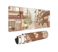 Grand tapis de souris de jeu Kawaii 80 x 30 cm - Tapis de souris XL - Tapis de souris japonais Tokyo Street pour ordinateur portable - Imperméable et antidérapant - Tapis de table en caoutchouc beige