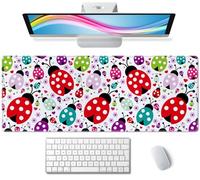Grand tapis de souris de jeu Ladybug - 80 x 30 cm - Grand tapis de souris pour clavier étendu avec base antidérapante et bords cousus pour bureau, maison et bureau