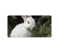 Grand tapis de souris de jeu Lapin sur l'herbe 61 x 30,5 cm en caoutchouc antidérapant pour ordinateur de bureau avec bords cousus pour clavier de bureau à domicile