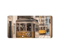 Grand tapis de souris de jeu Lisbon Tram, antidérapant, pour bureau, travail, maison, écriture, 30 x 60 cm